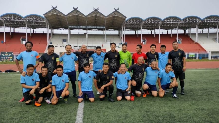 Players of Merhulietsa FC and All Blacks on August 9.